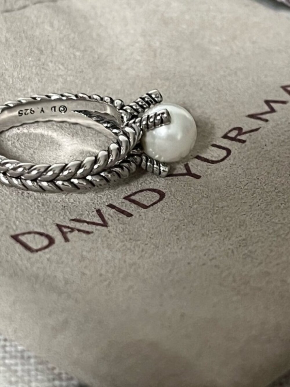 David Yurman Silver Ring with White Pearl sz7 - Picture 2 of 5